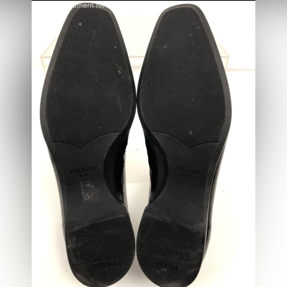 LUXURY PRADA LOAFER SHOES BUSINESS 2DC109 BLACK PIQUEE LEATHER - Picture 5 of 10